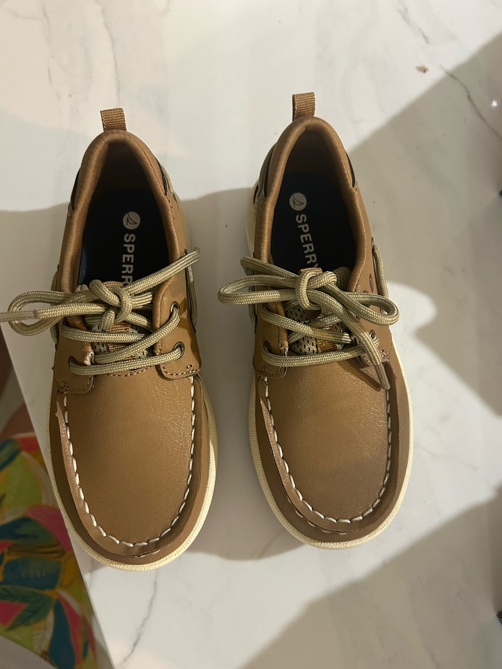Sperry Kids Tan Leather Lace-Up Boat Shoes